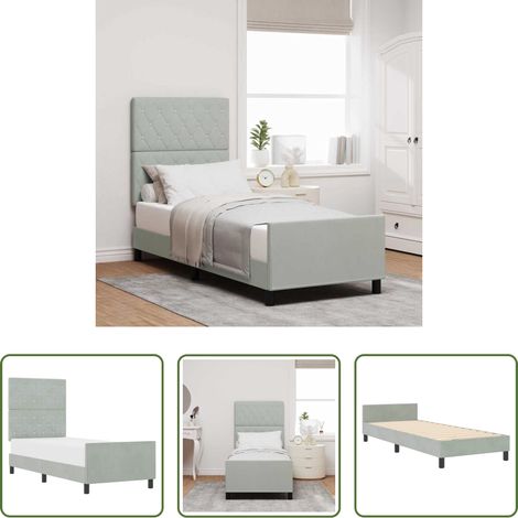 vidaXL Kopfteil - Boxspringbett mit Kopfteil Hellgrau 80 x 200 cm Samt (1/5)