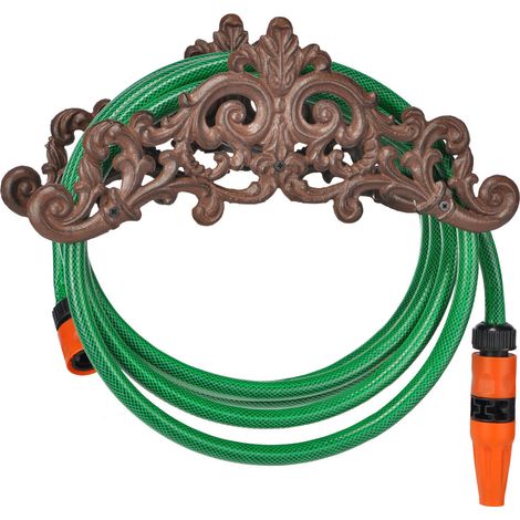 Gusseisen Wandschlauchhalter - 35 x 15 cm - Gartenschlauch Halter aus Metall