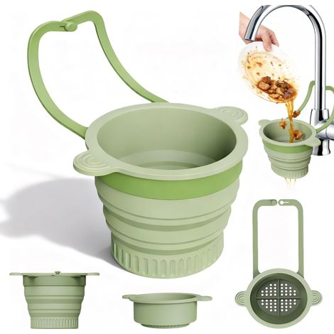 Passoire Evier Pliable, Kitchen Sink Strainer Baske en Silicone (Vert) (1/5)