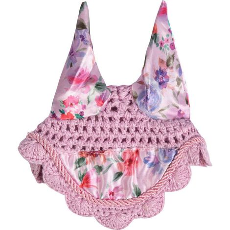 Pezzi, rosa con fiori: Cuffia giocattolo da mettere sulle orecchie dei cavallini peluches linea hobby horsing