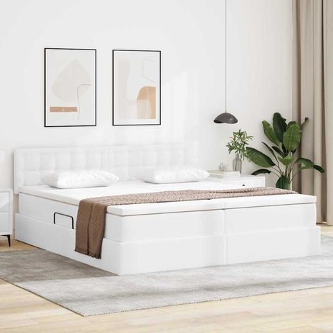 Lit avec rangement et LED avec matelas Blanc pur 180 x 200 cm vidaXL (1/5)