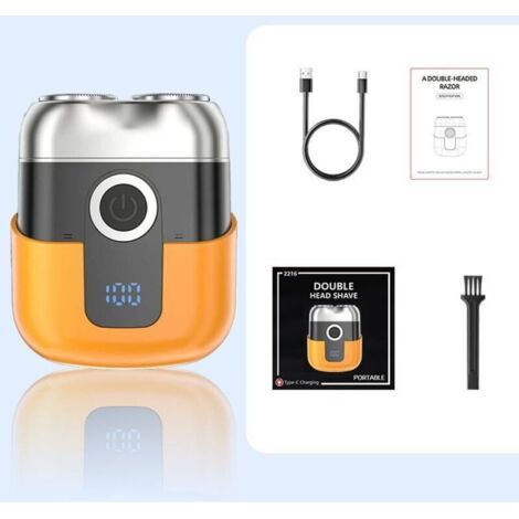 Mini rasoir électrique pour homme avec écran LED, étanche IPX6, portable, silencieux et lavable, orange