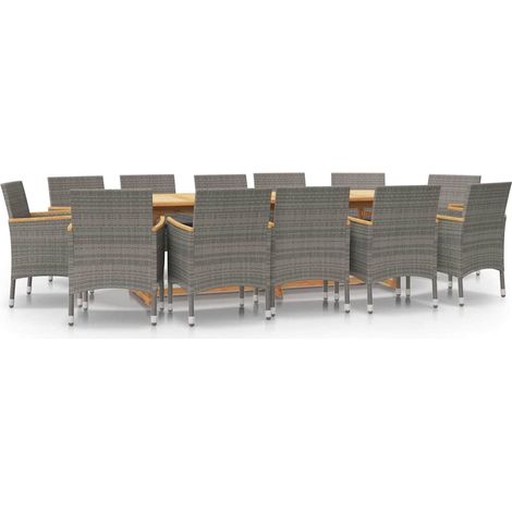 Maison Exclusive - Set da Pranzo per Giardino 13 pz con Cuscini Grigio (1/5)