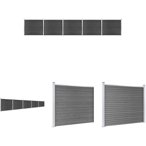 The Living Store -  Zaunelement Set WPC 872x146 cm Grau (1/5)