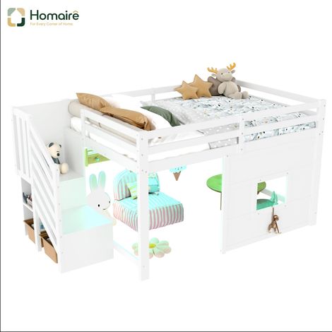 Bettgestell aus MDF weiß 254 x 145 x 127 cm HOMAIRE (1/5)