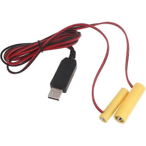 Câble d'alimentation USB 5 V vers 1,5 V pour piles LR6 AA + LR3 AAA, adaptateur secteur factice (1/5)