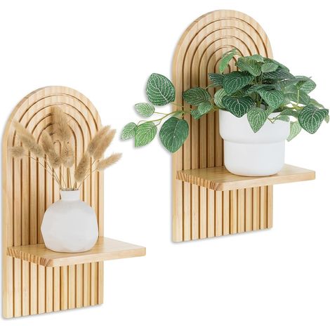 Petite Étagère Murale en Arche en Bois Naturel, Lot de 2 (1/5)