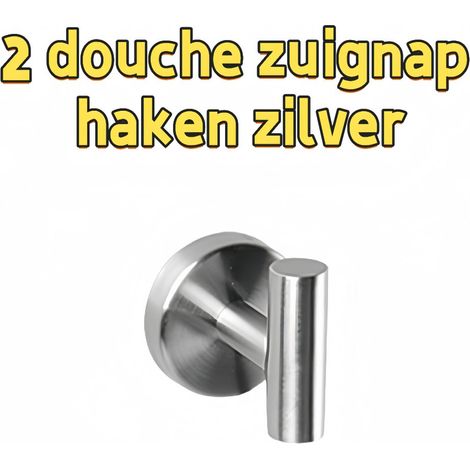 Lot de 2 patères réutilisables pour salle de bain, adaptées pour suspendre serviettes et peignoirs, couleur argentée (1/5)