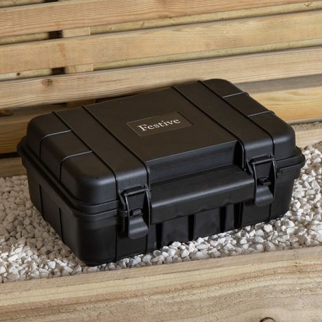 34cm x 21cm Large Black Outdoor Weatherproof Connection Box with Extension Cable (1/5)