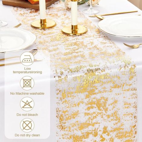 Mantel navideño, Camino de mesa navideño, Camino de mesa navideño, Mantel, Decoración navideña para mesa, Manteles navideños, 28500cm, Dorado (1/5)