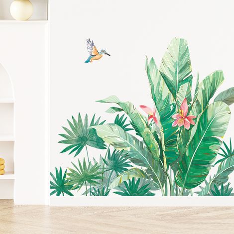 Sticker Mural Végétal Tropical Autocollant Pvc Décoration Murale DIY Adhésif Amovible, pour Salon, Chambre, Boutique Ambiance Naturelle et Fraîche (1/5)