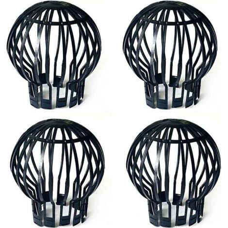 Lot de 4 bouchons de protection de gouttière en plastique pour tuyau de descente - Anti-blocage des feuilles, mousse, boue, boue, boules et autres débris - Noir
