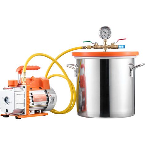 Vakuumkammer mit 11,36 l Volumen, 3,5 CFM Pumpe, Edelstahl-Entgasungsset, Deckel aus gehärtetem Glas und 1,5 m Schlauch zur Stabilisierung von Holz und Silikonharz. (1/5)