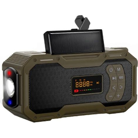 Radio météo d'urgence à manivelle, solaire, Bluetooth, portable, AM/FM, batterie 5000 mAh, étanche (1/5)