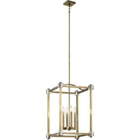 Lampada a sospensione plafoniera lampada a sospensione acciaio cristalli ottone L 43.2 cm (1/5)