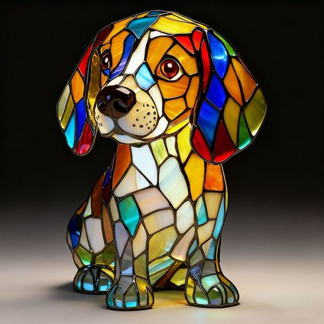 Großohriger Beagle – Batteriebetriebene Tischlampe – Retro-Tischlampe – 3D-Tier-Nachtlicht – 17 cm – LED-3D-Lichtornament