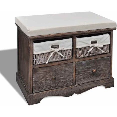 Cassapanca Marrone 62x33x42 cm in Legno di Paulownia vidaXL (1/5)