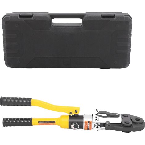 Outil de sertissage hydraulique, force de sertissage de 10 tonnes, matrices interchangeables, Jaune (1/2)