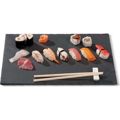 Regalo Italiano Vassoio Rettangolare Ardesia 40 x 30 Cm Nero