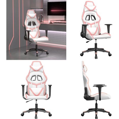 Gaming-Stuhl mit Massagefunktion Weiß und Rosa Kunstleder - Gaming Stuhl - Gamer Chair - PC Stuhl - Schreibtischstuhl - Ergonomischer Stuhl - Home & Living
