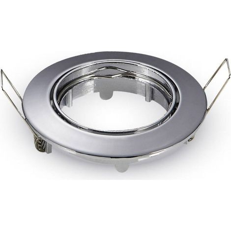 Support de spot encastré LED rond V-TAC GU10 et GU5.3 (MR16) couleur chrome réglable (1/2)