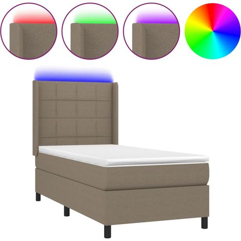 Maison Exclusive - Letto a Molle con Materasso e LED Tortora 100x200cm in Tessuto