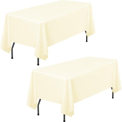 Lot de 2 Nappes, Polyester, Lavable, 152x320 cm, Beige, Mariage, Banquet (1/5)