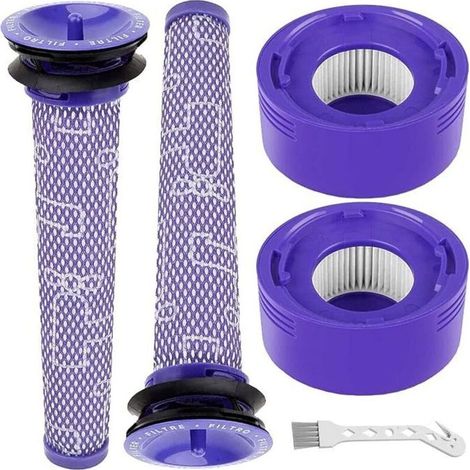 Accessoires pour aspirateur Dyson, adaptés au jeu de filtres avant et arrière V7V8, 2 filtres avant + 2 filtres arrière + petite brosse blanche (1/4)