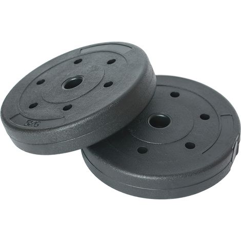 Set 2 Dischi Pesi per Bilanciere Manubrio 10kg (5 Kg x 2) Plastificati e Cemento (1/5)