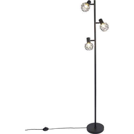 Design Stehleuchte schwarz 3-Licht verstellbar - Mesh