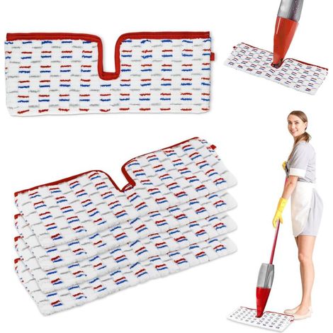 5 Pièces pour Vileda Spray Balai Recharge Microfibres Kit,2 en 1 Réutilisable pour Vileda 1-2 Spray Max Balai Serpillere Rouge Bleu Recharge , pour Convient à Tout Type de Sols (1/5)