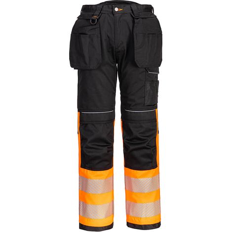 Portwest PW3 Warnschutz- Bundhose mit Holstertaschen Klasse 1 Orange/Schwarz 32