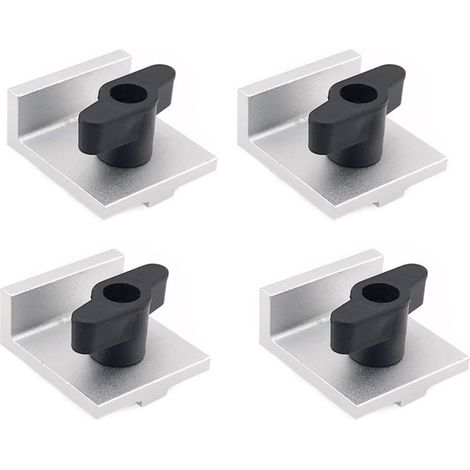 Kit de 4 butées courtes bidirectionnelles, pour systèmes T-Track en aluminium argenté, avec matériel, pour projets de travail du bois (1/5)
