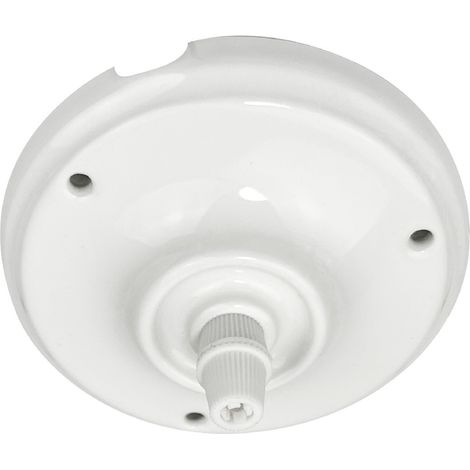 Tibelec – Pavillon cache-fils céramique blanc – Diamètre 105mm – Trou de passage câble ø6mm – Serre-câble inclus (1/5)