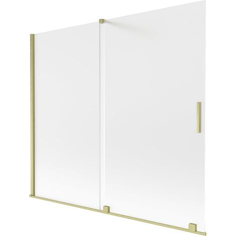 Mexen Velar mampara de baño de 2 paneles deslizables 180 x 150 cm, escarcha, dorado cepillado - 896-180-000-31-55 (1/2)
