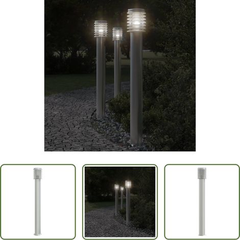 Éclairage extérieur - Lampadaire d'extérieur argenté 110 cm acier inoxydable (1/5)