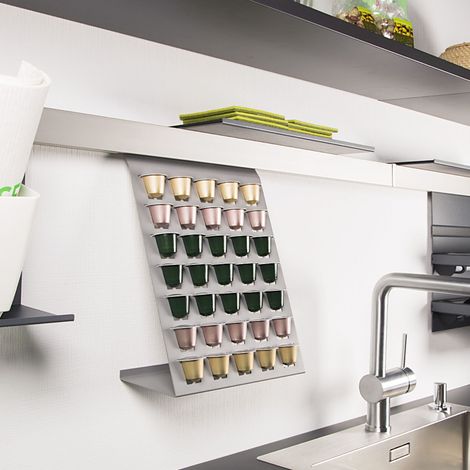 Kesseböhmer Linero MosaiQ titangrau Kapselhalter für 35 Nespresso Kaffee Kapseln von SOTECH