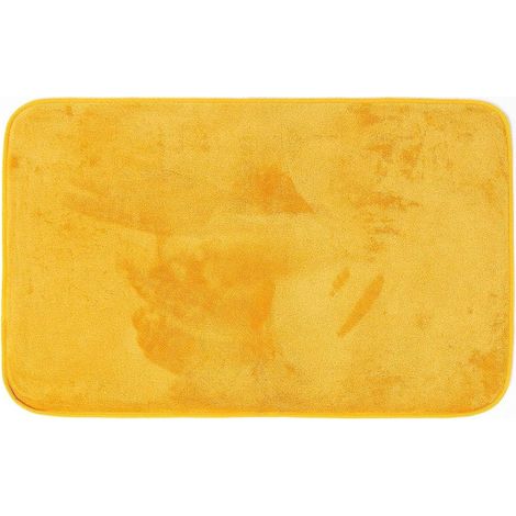 Tapis d'intérieur rectangle en imitation velours "Flanou" - Jaune - 50 x 80 cm - Livraison gratuite (1/3)