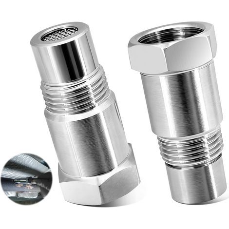 Lambdasonden-Verlängerungsadapter M18x1,5 – 2 Stück. Universeller Sauerstoffsensoradapter mit Stahlgewebe, 45 mm, geeignet für Autos, Motorräder und Auspuffanlagen mit Standard-O2-Gewinde. (1/5)