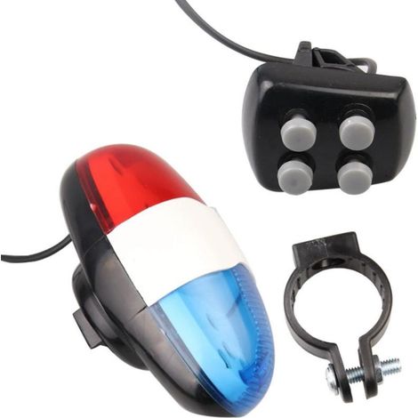 Bocina electrónica para bicicleta JY-325-1, 4 sonidos, luz trasera para bicicletas de montaña, linterna incorporada (pilas AA no incluidas).
