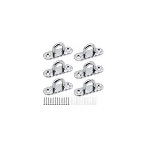 6 pièces plaques à œillets plaque de couverture en acier inoxydable plaque de mât de 5mm Crochets de fixation robustes pour crochets muraux chaises suspendues auvent accessoires de bateau etc (1/5)