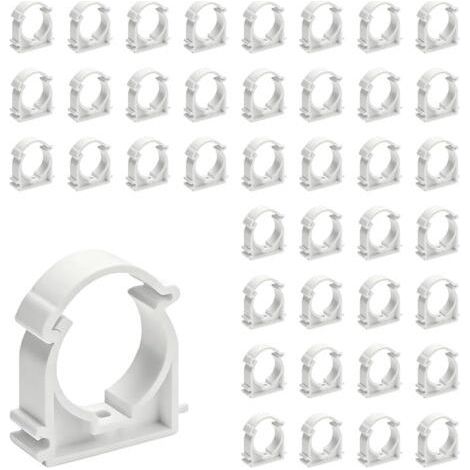 FENOPLASTICA40 Collier de Serrage,Plastique Blanc 16 mm,Fixation Murale,Tuyau Eau PVC,Jardin Salle de Bain (1/5)