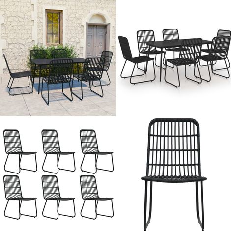 Ensemble à manger d'extérieur 7 pcs résine tressée et verre - Ensemble Salon De Jardin - Mobilier De Jardin - Table Et Chaises - Set Repas Extérieur - Table Basse Extérieure - Home & Living (1/5)
