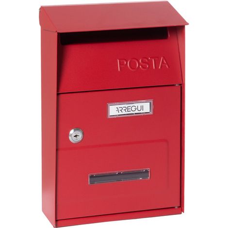 ARREGUI Up D-2006/R Buzón Exterior Vintage de Acero, Tamaño S (Correo DIN A5), Buzón de Correo, Buzón de Pared Pequeño Con Ventanas de Visualización, Fácil de Instalar, Rojo (1/5)