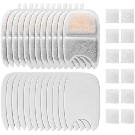 Filter für Trinkbrunnen, 12er Pack Katzenbrunnen Filter und 24 Schwämme mit Aktivkohle für 4L Kabellosen Katzenbrunnen für FEELNEEDY für YPD-C004 (1/5)