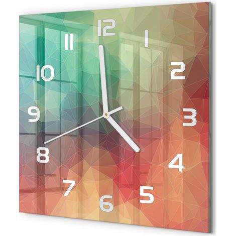 Horloge Murale Carrée Design Original Verre Silencieuse Déco Maison Arrière-plan géométrique 30x30 cm (1/5)
