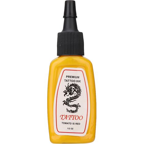 Encre professionnelle pour tatouage de sourcils, pigment longue tenue 15ml, couleur jaune foncé, séchage rapide et coloration intense. (1/5)