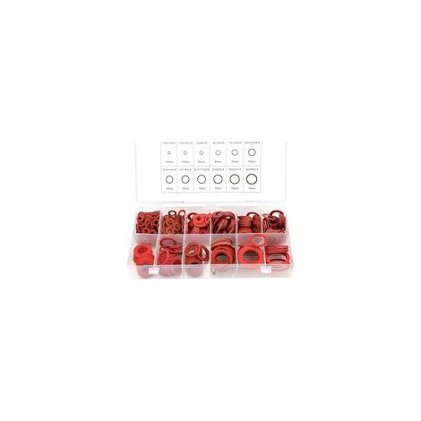Joint Fibre Assortiment de Fibres Assortiment 600Pcs 12 Tailles Passe-fils D'étanchéité Set Kit D'assortiment de Rondelle Isolante en Papier Acier Rouge Avec Boîte (1/5)