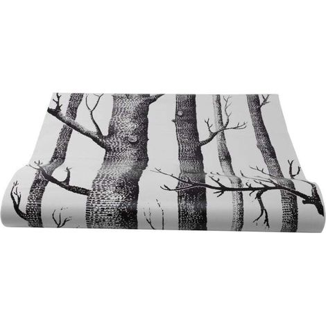 Papier Peint Arbre de Bouleau Blanc Noir pour Chambre à Coucher Design Moderne Salon Rouleau Bois ForêT Rustique (1/4)