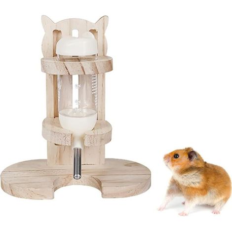 Automatische Kleintiertränke mit verstellbarem Holzständer für Hamster, Mäuse und Meerschweinchen praktischer Wasserspender